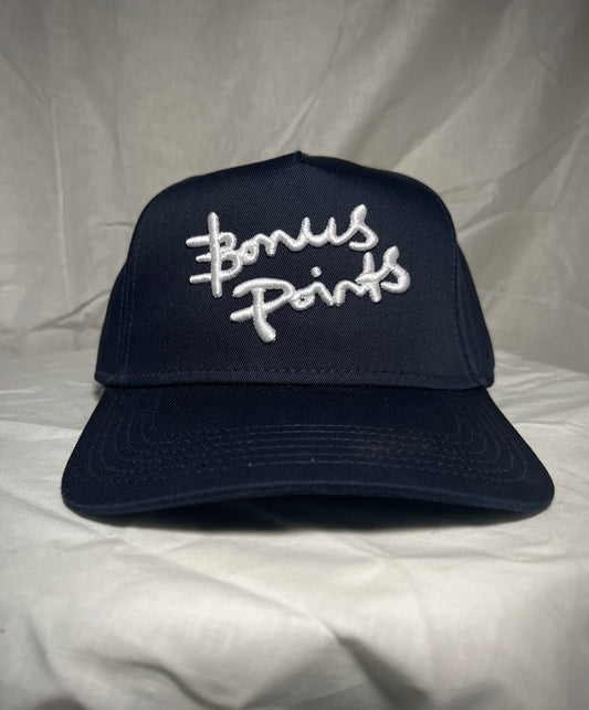 Navy Blue SnapBack With White Extra Credit Logo puff embroidered across front panel